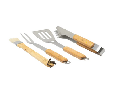 Videl USA Wood & Stainless Steel Barbecue Tool Kit