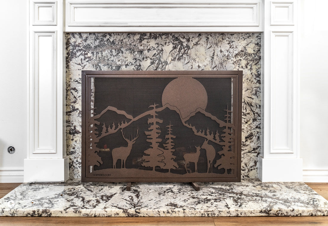 Deer Country Fireplace Screen - Front