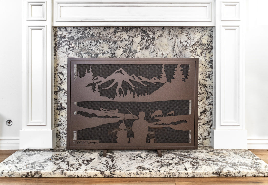 Gone Fishin' Fireplace Screen - Front