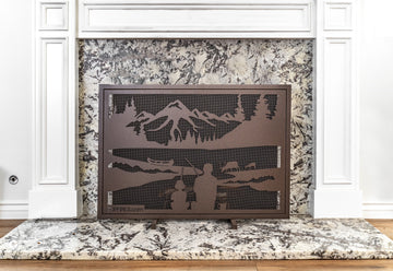 Gone Fishin' Fireplace Screen - Front