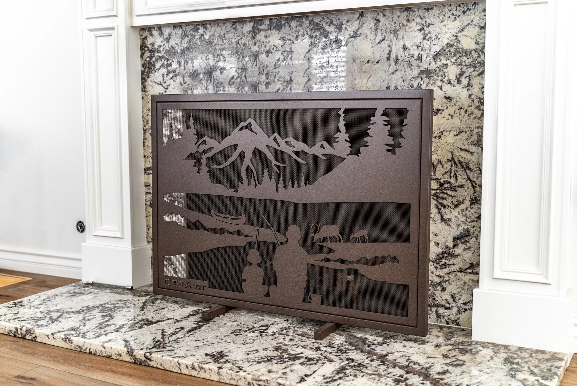 Gone Fishin' Fireplace Screen - Side