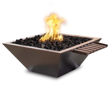 24" Maya Fire & Water Bowl – Wave Scupper Metal Powder Coat
